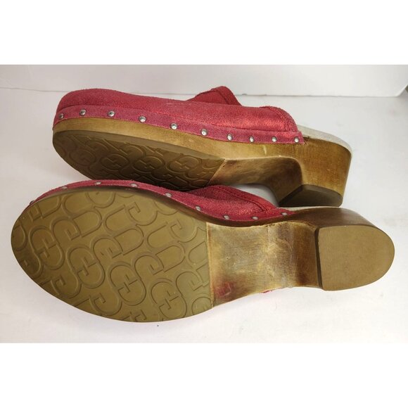 Ugg Evie Red Sparkle Clogs Shoes, Size 6, Slip On, Boho Festival, Womens - Picture 6 of 8